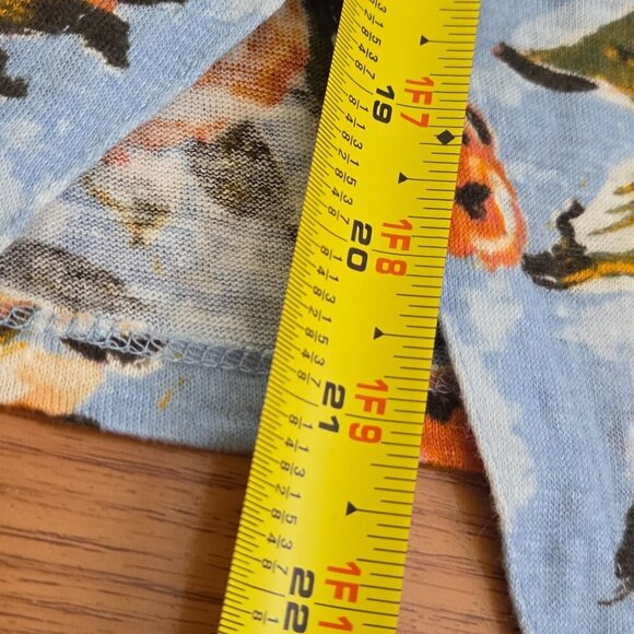 Joie Top Womens Large Blue Floral Linen Short Sleeve Casual Beachy Button Back - Picture 12 of 12